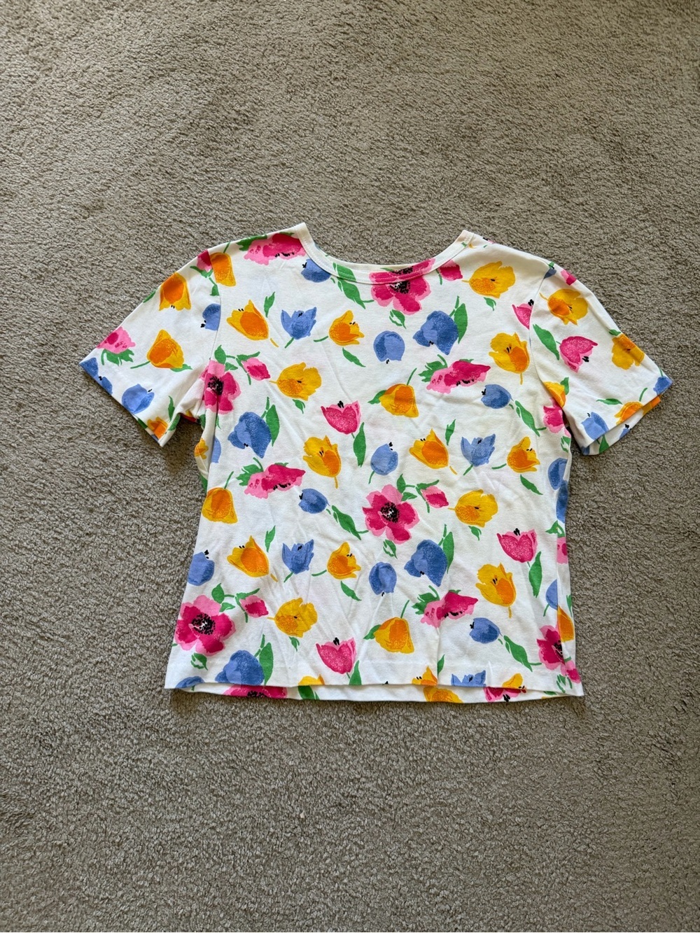 VTG ~ 1980s ~ Sanibel Sport ~ Watercolor Floral Print T-Shirt ~ Summer ~ Size L